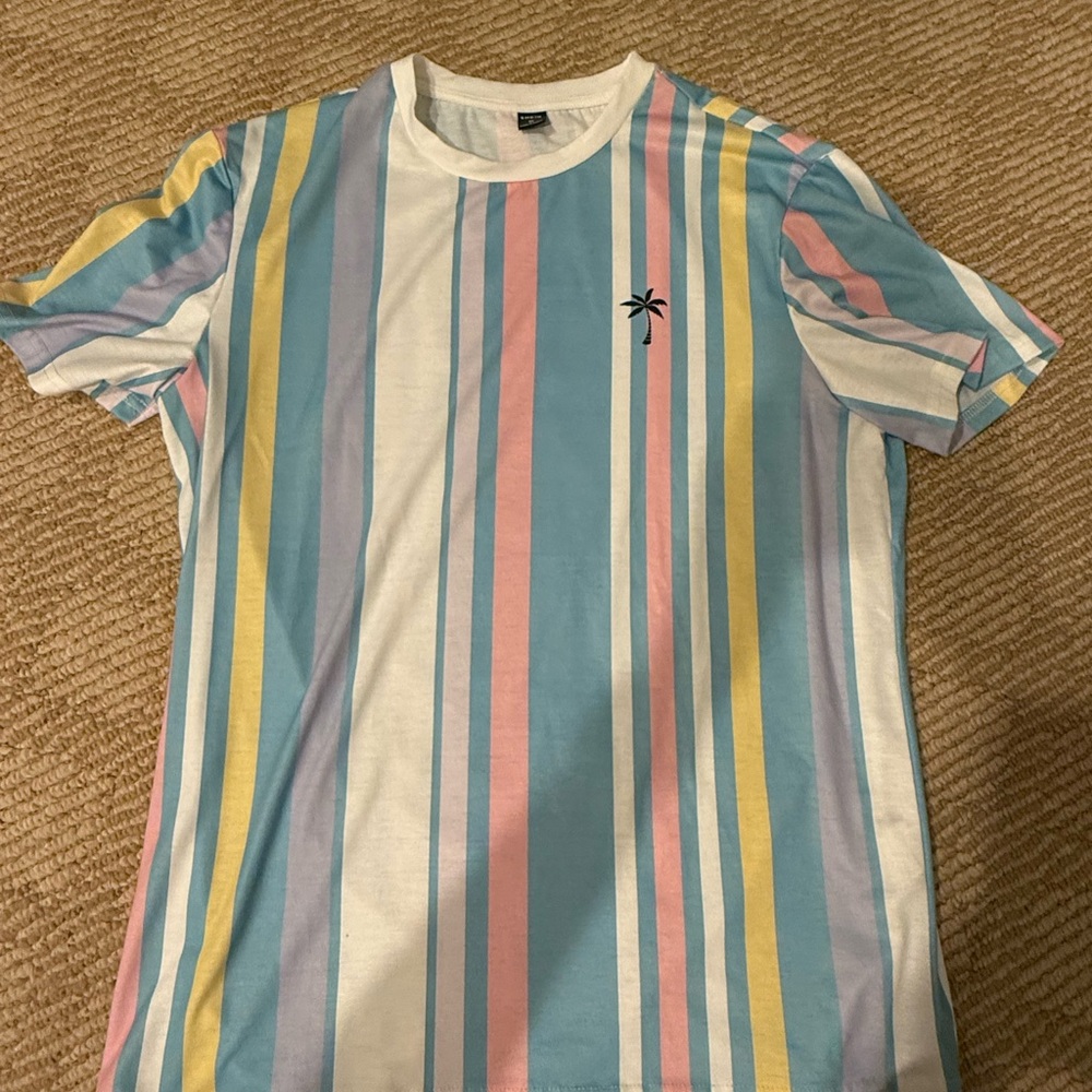 SHEIN Multicolor Striped Short Sleeve Tee